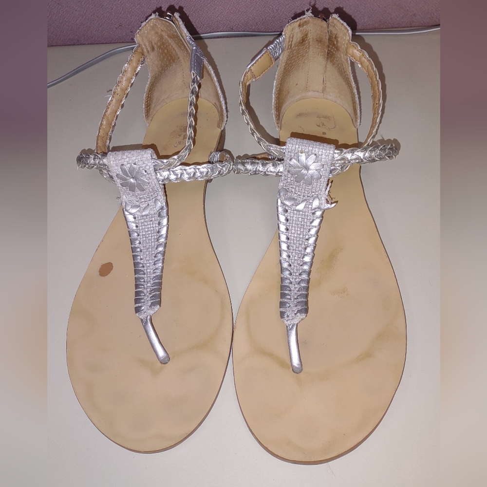 Jack Rogers Women's Size 9 Jenna Dress Sandals Silver
